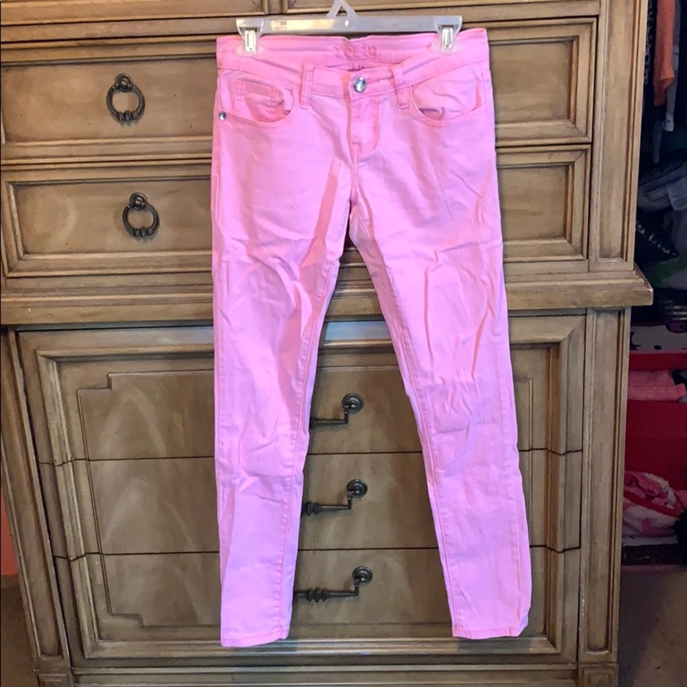Pink denim jeans